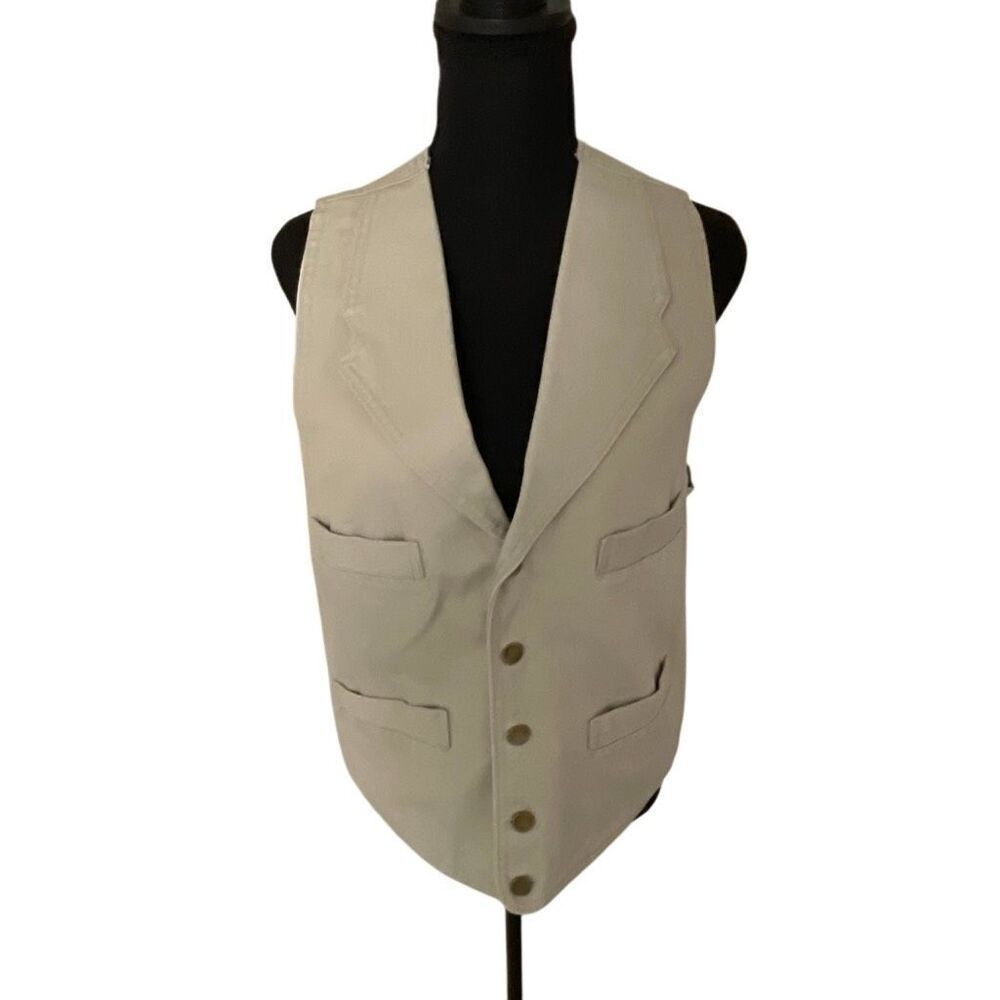 Scully Notched Lapel Canvas Duckins Vest In Sand